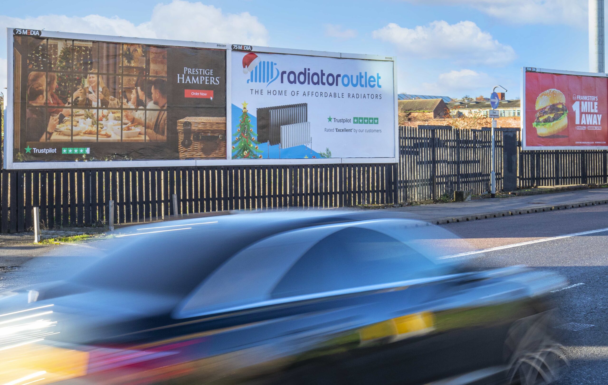 Prestige AND Radiator Outlet at angle blur car Kirkstall Road Dec 2021